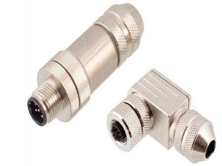 M12ストレートオス金属組立プラグ（ねじタイプ）4コア、Dコード - M12ストレートオス金属組立プラグ（ねじタイプ）4コア、Dコード